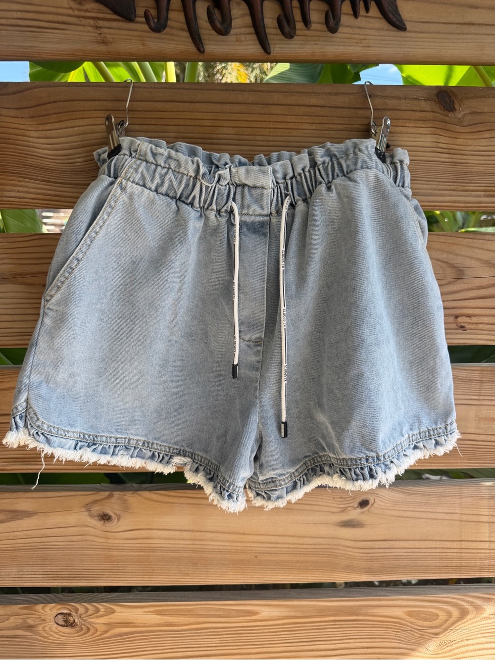 Ellison Light Blue Denim Drawstring Shorts